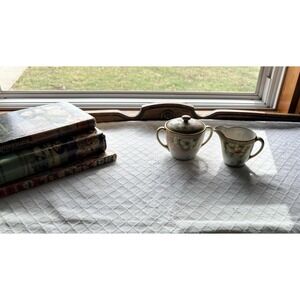 Antique Nippon Japan Hand Painted Floral Sugar Bowl & Creamer Set Raised Gold